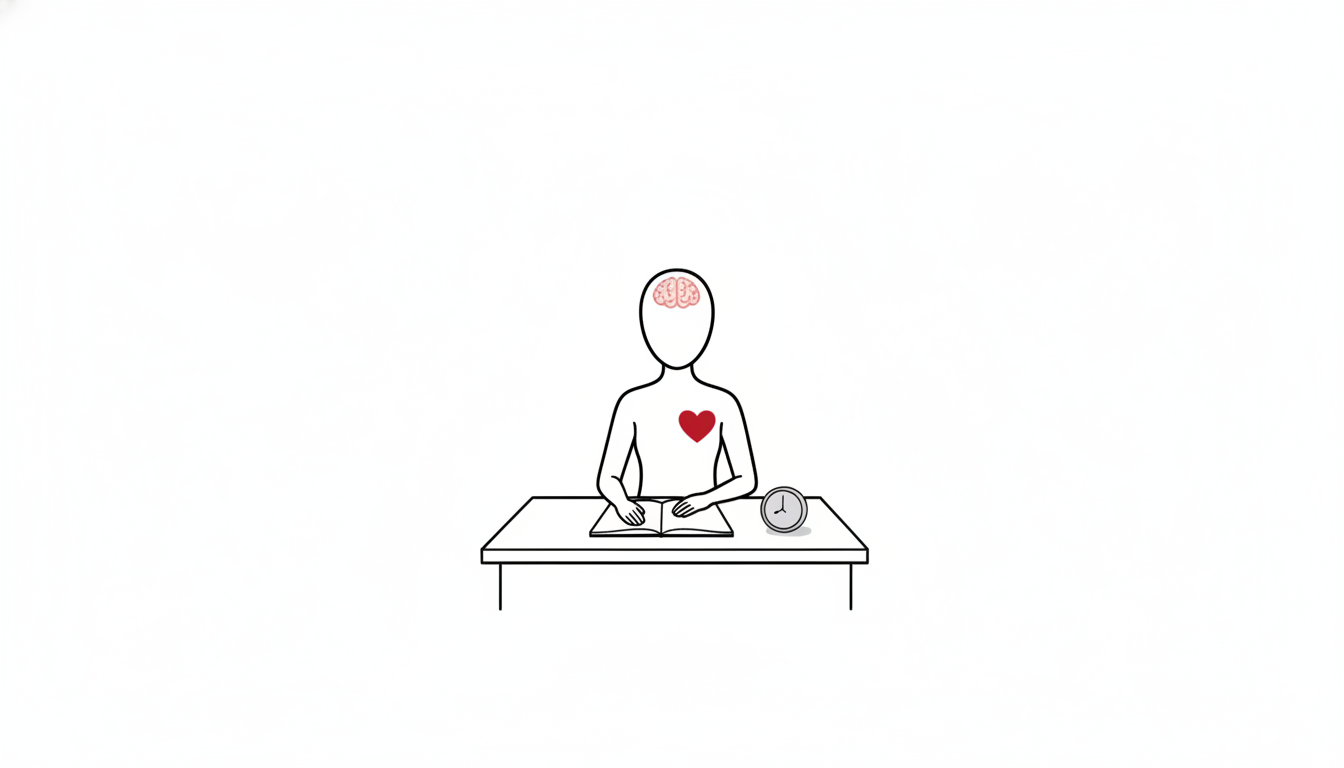 机に向かっているのに手が止まっている人型のイラスト