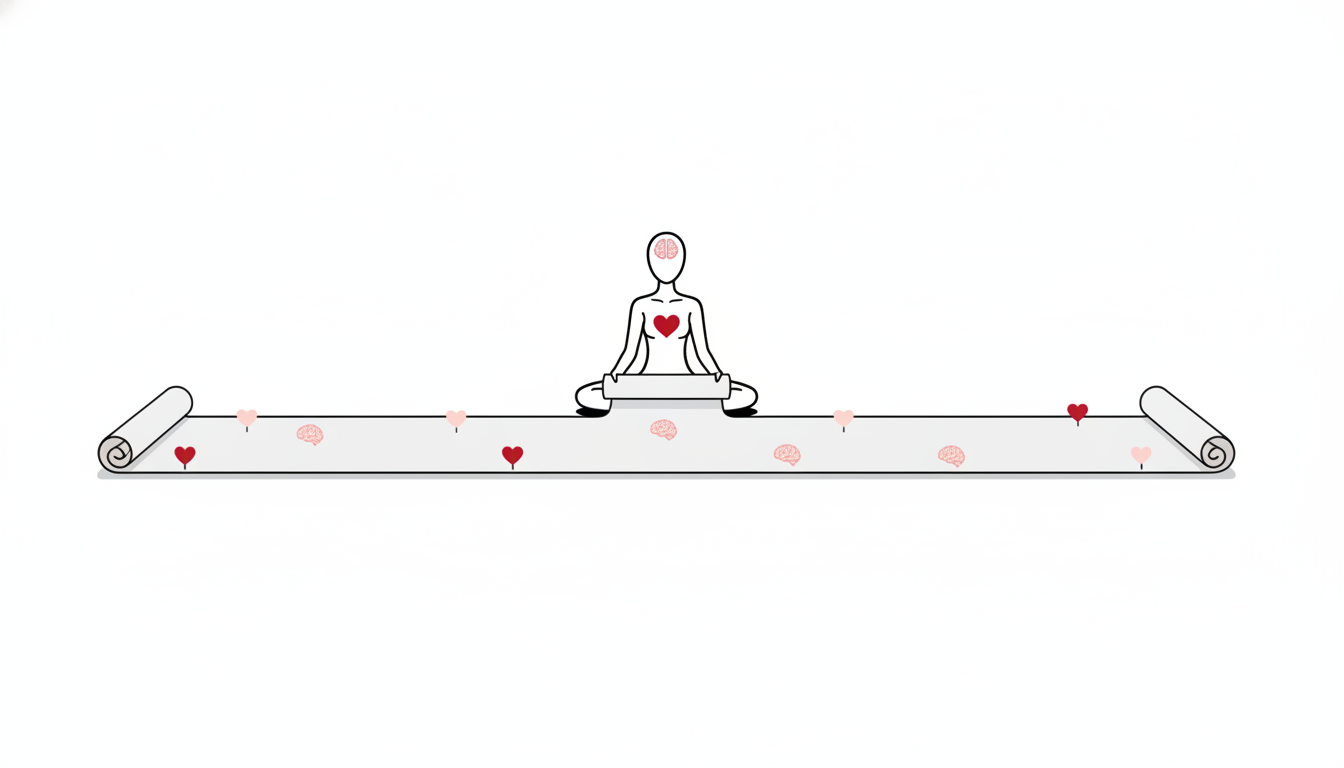 顔のない白い人型が、日付の並んだ長い巻物を広げて眺めている線画