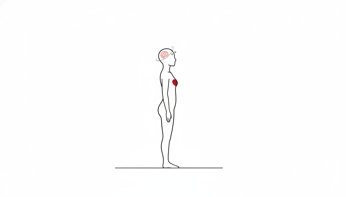 光の通り道が頭の表面をかすめるように弧を描いている線画イラスト