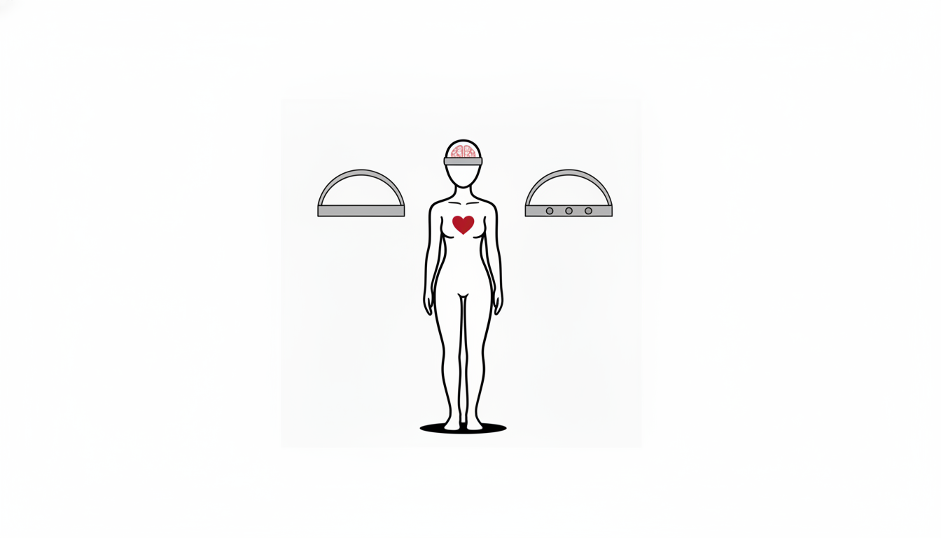 大きさの違う光の点を見比べている無機質な人型の線画イラスト