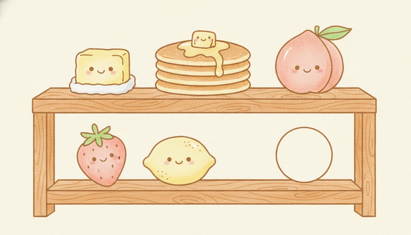 たくさんの柔らかいおもちゃが棚に並んでいく手描きイラスト